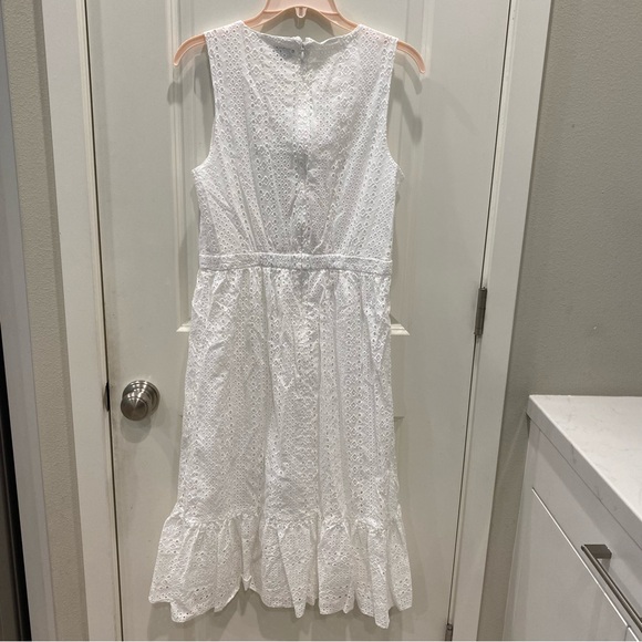 J. Crew Eyelet White Cotton Sleeveless Midi Dress - Picture 2 of 8